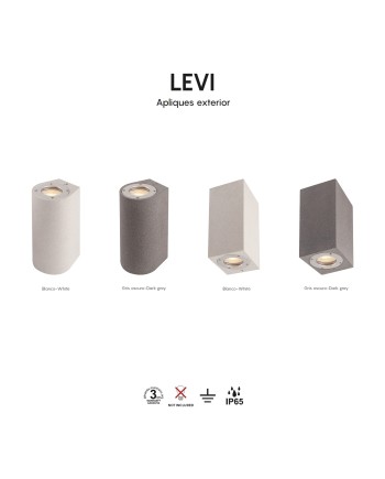 LEVI * APLIQUE EXTERIOR GRIS OSCURO IP65 2L*GU10